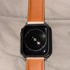 Smartwatch with Tan Leather Band